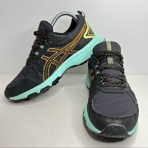Asics Gel Venture 7 Running Shoes in Black Orange Pop 9 Wide